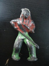 NATIVE INDIAN LEAD SOLDIER W/ KNIFE  MUSKET , HOLLOW CAST, SCARCE, 1950s