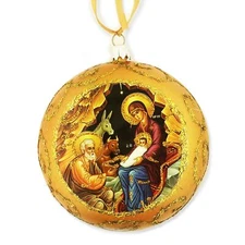 Christmas Ornament Traditional Byzantine Icon of the Nativity 4 3/4 Inch