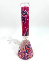 11" Cute Cartoon Glass Bongs  Filter 14mm Bowl Bubbler Red&Pink Best Gifts