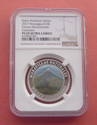 Nicaragua 2017 Volcan Momotombo 10 cordobas Silver Proof Coin NGC PF69UC