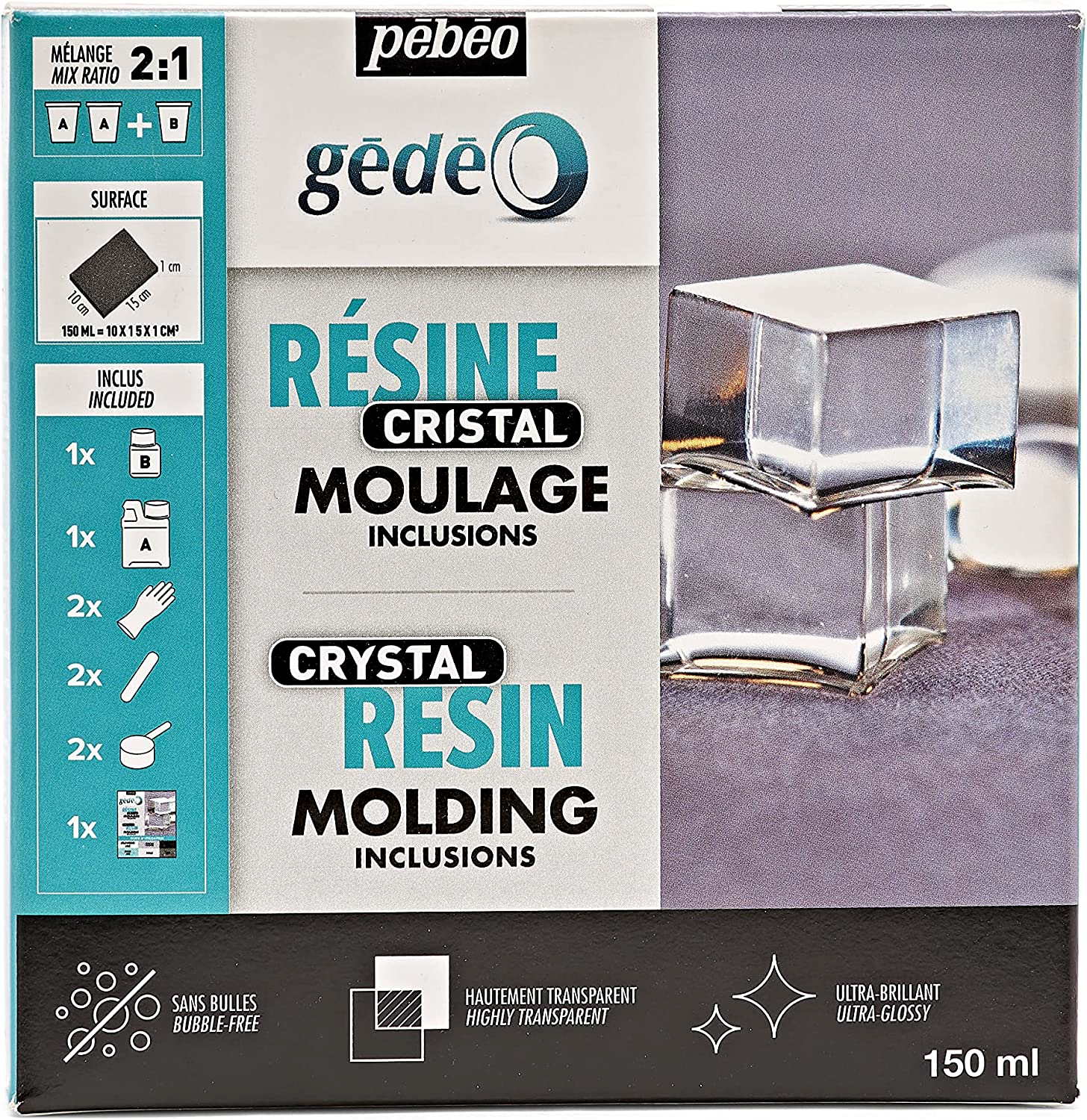 Gedeo Trasparente Resina & Indurente 150ml Kit Effetto Vetro Casting Craft Pebeo