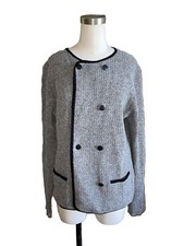 J.Crew Factory E3371 Gray Lambswool Cardigan Sweater Blazer Jacket L