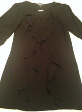 NWT Paperdoll Little Black Dress Womens Size Large Ruffle Mini 3/4 Length Sleeve