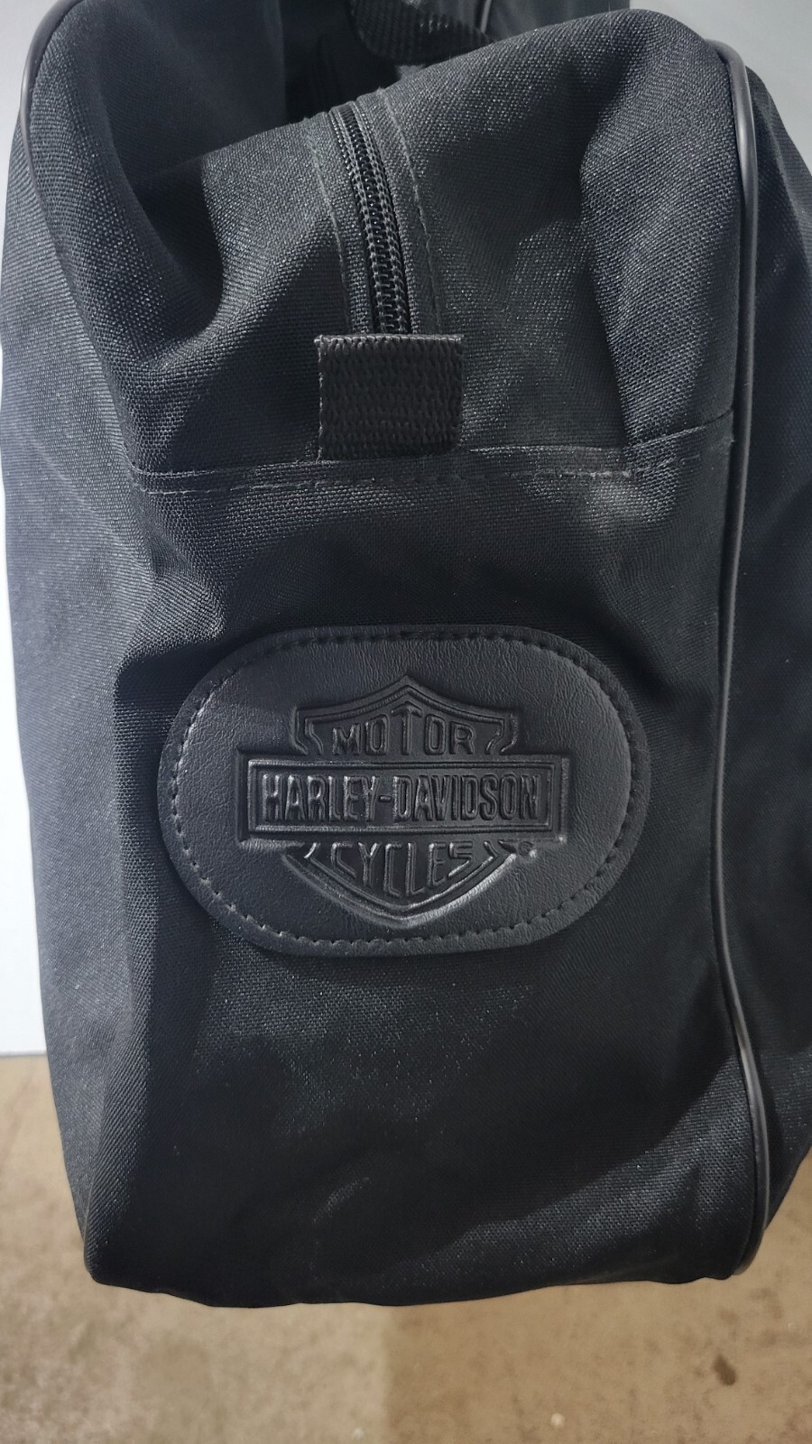 Harley Davidson Duffle Travel Bag Black Leather Logo Bar And Shield eBay