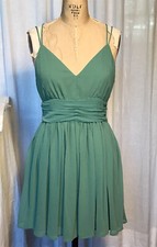 BB Dakota Womens Green Chiffon Short Spaghetti Event Dress Sz 6 pre-owned