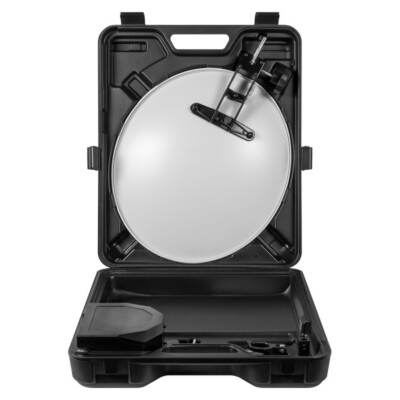 Camping First mobile Sat Anlage im Koffer blank Satelliten Spiegel Saugfuß