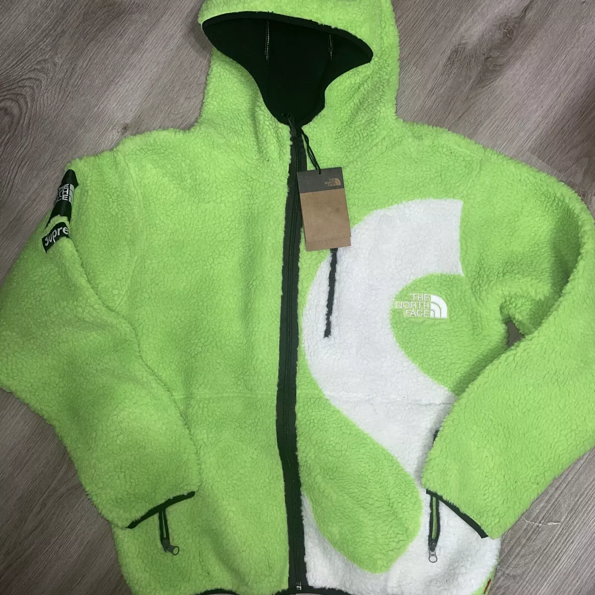 Supreme The North Face S Logo Fleece Jacket Lime sz M Medium