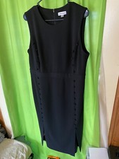 CALVIN KLEIN sz 14 sleeveless long dress (47 inch) covered buttons special event