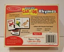 Melissa  Doug Rhymes Teaching Puzzle Cards w/Wood Case  Teaching Guide Ages 4 