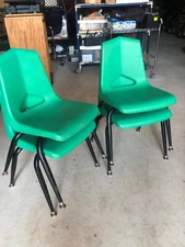 Solid Quality Lot of 4 School Hard Plastic Chair Bur Kid Toddler Stackable Seat