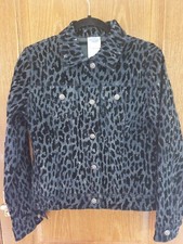 Diane Gilman Denim Jacket With Leopard Velvet Flocking