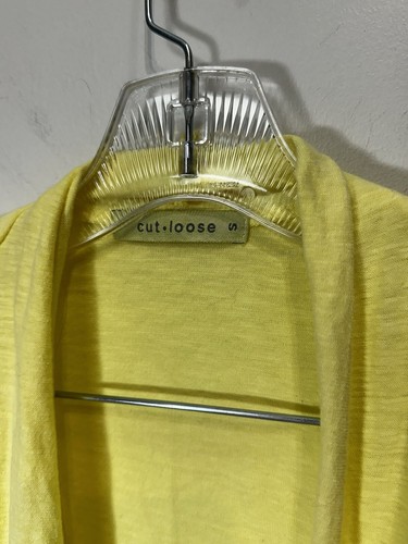Cut Loose Cotton Linen Blend Jacket Small Yellow Knit Cardigan - Picture 3 of 4