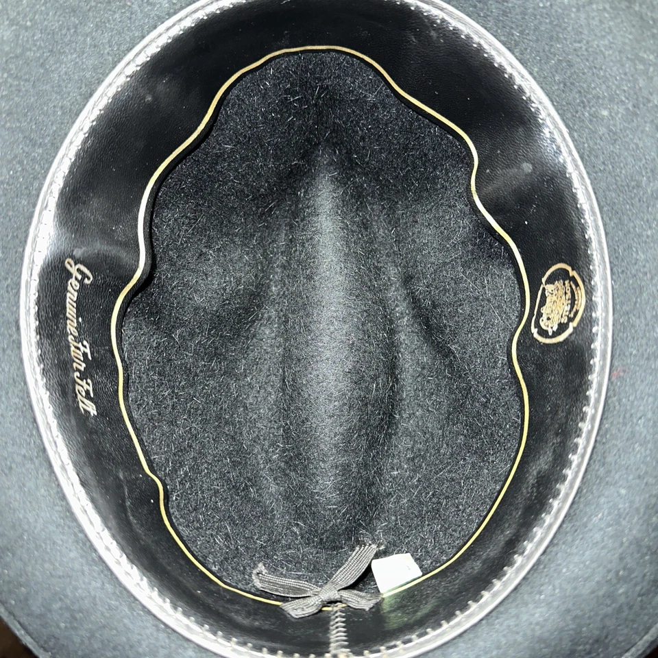 Sombrero Fedora Stetson Vintage Talla 6 7/8 Negro Con Pluma Roja Piel Fieltro Sombrero Foto 4 de 4