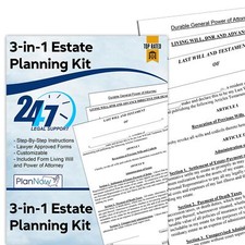 Estate Planning Kit Includes Last Will and Testament POA Living Will and Medi...