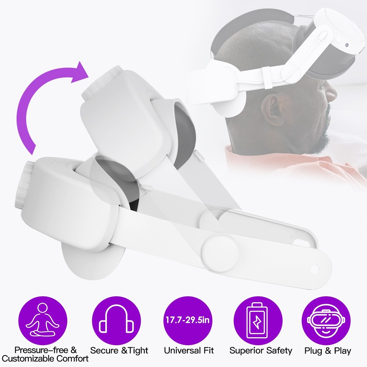 For Meta Oculus Quest VR Headset With 6000mAh Battery LED RGB