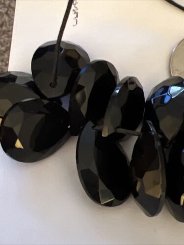 Perles artisanales en verre cristal à facettes noires jet 24 x 12 mm perles 25 perles au total - Photo 1/13