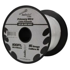 Audiopipe 16 Gauge 100 ft Spool of CCA Primary Speaker Wire White 16-100-WHT