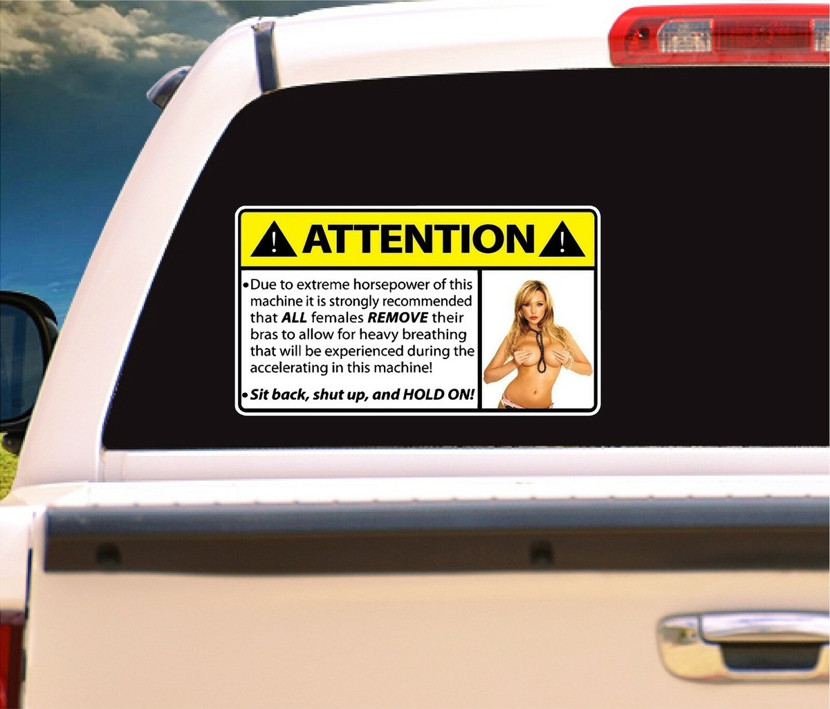 Remove Your Bra NEW BLONDE WARNING LABEL To Ride In This Car Decal JDM Hot Rod - Foto 4