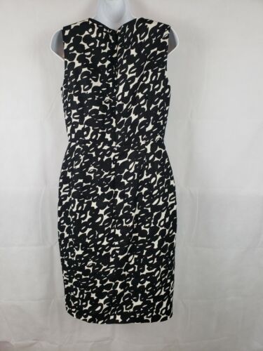 EUC Max Mara Black White New Pleated Dress Sleeveless V- Neck Size- 8 - Picture 2 of 4