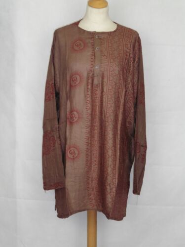 Hindu God Print Kurta Long Sleeve Shirt Ethnic Ganesh Krishna Natraj Om Shiva - Picture 21 of 48
