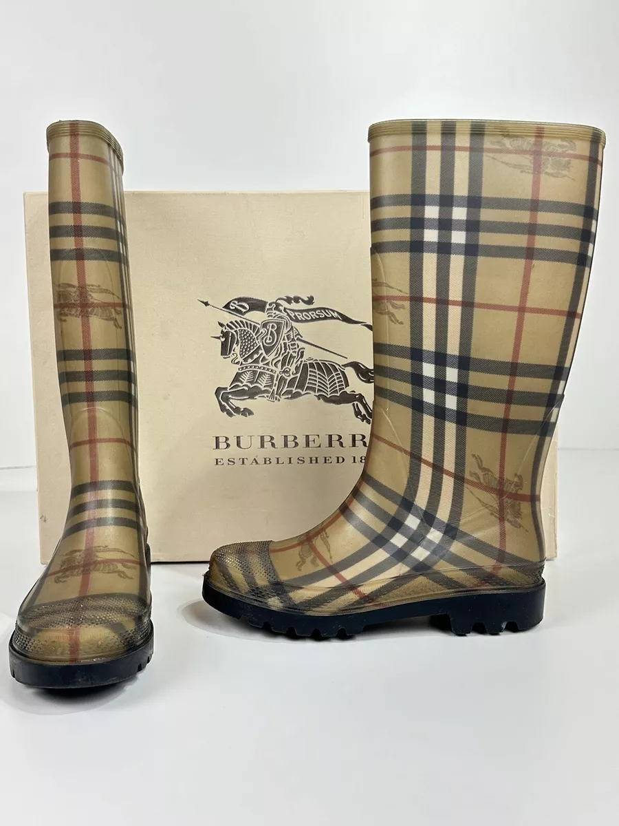 Burberry haymarket cheap rain boots
