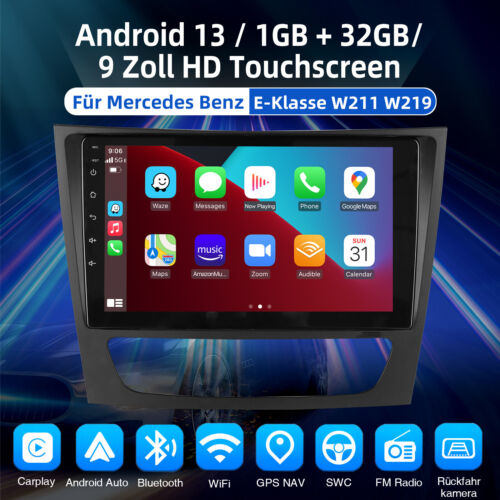 Für Mercedes Benz E-Klasse W219 W211 GPS Navi 9'' Android 13 Autoradio Bluetooth - Bild 5 von 15