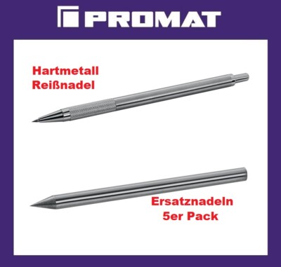 PROMAT Hartmetall Reißnadel 149 mm / Ersatznadeln 5er Pack - Konturenscharf !