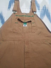 Liberty Bib Overalls Men 44x32 Brown Duck Canvas Carpenter Farmer Outdoor Zipper