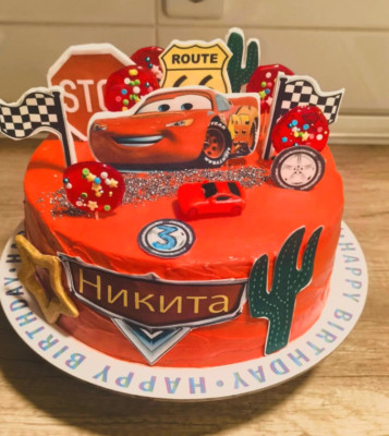 Mc Queen Zygzak Essbar Cars Tortenaufleger Torte  Geburstag Zuckermasse + TEXT