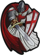 Red Knight Crusader Sword Shield Firefighter 12" x 10 inch Back Patch IV6360 LD1