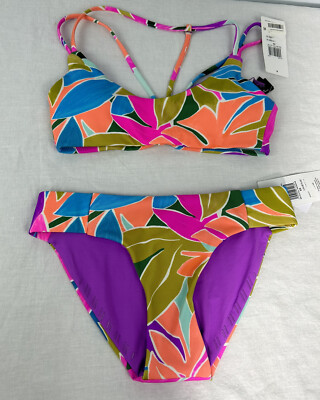 Hurley Women s Swimsuit Sz XS Strappy Pull-On Top & Tab Side Bottom Max Isla NWT