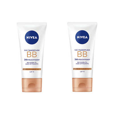 NIVEA Tagespflege 5in1 BB Hauttyp mittel-dunkel LSF 15 24h Feuchtigkeit 2 x 50ml