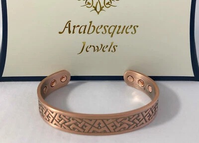 ARABESQUES JEWELS PREMIUM MENS CELTIC SQUARE MAGNETIC BANGLE/BRACELET COPPER BANGLE PAIN RELIEF