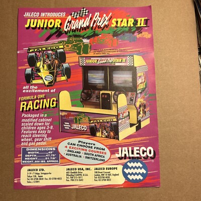 original 1994 11- 8  Junior Grand Prix Star 2 Jaleco arcade video game AD FLYER