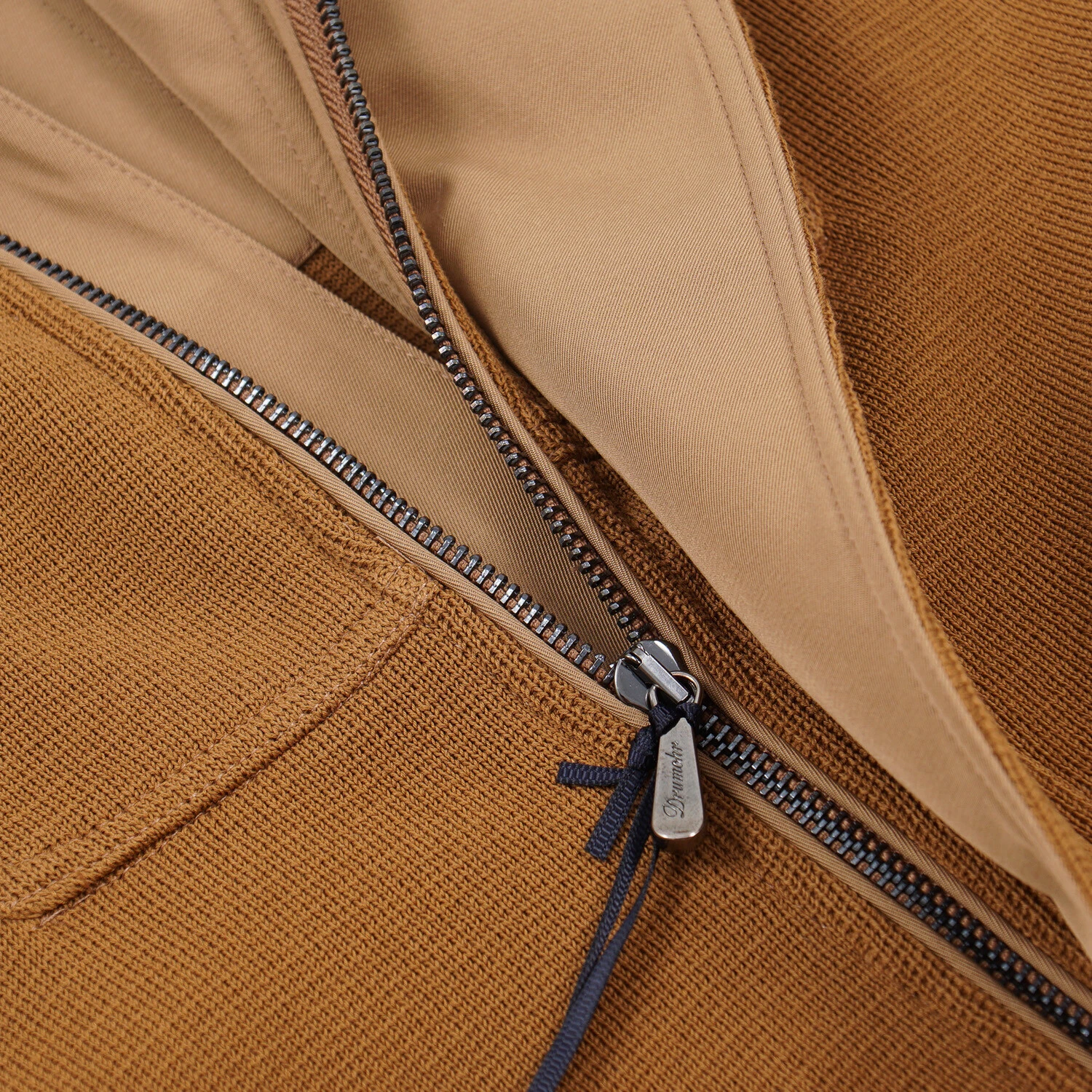 Drumohr Camel Knit Cotton Hooded Anorak Jacket with Panel Details L (Eu 50) - product detail image 6