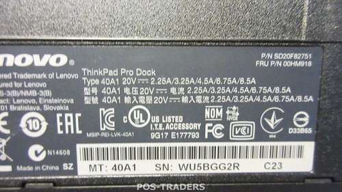 Station d'accueil Lenovo 40A1 ThinkPad Pro USB 3.0 pour ordinateur portable P50s P51s L470 L540 - Photo 2/3