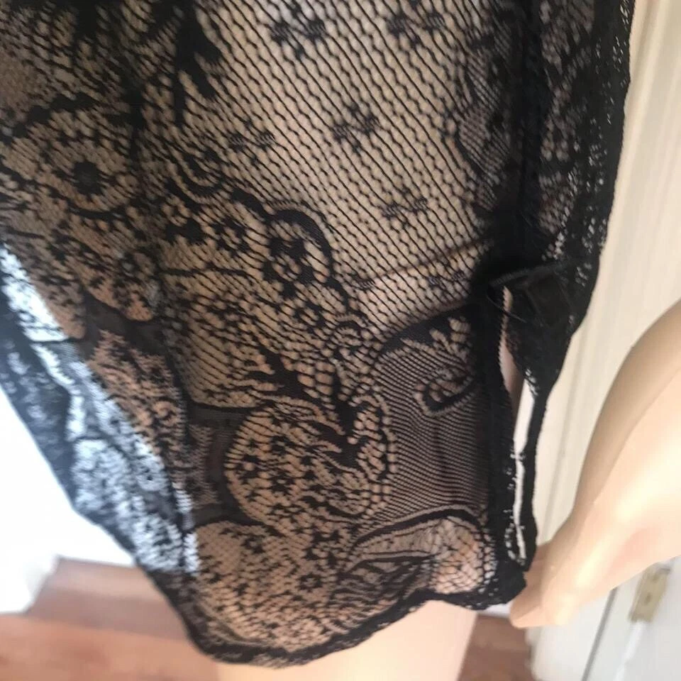 UNDERCOVER Abito vintage Y2K Victoria’s Secret nero pizzo tatuaggio nastro incrociato schiena slip taglia M