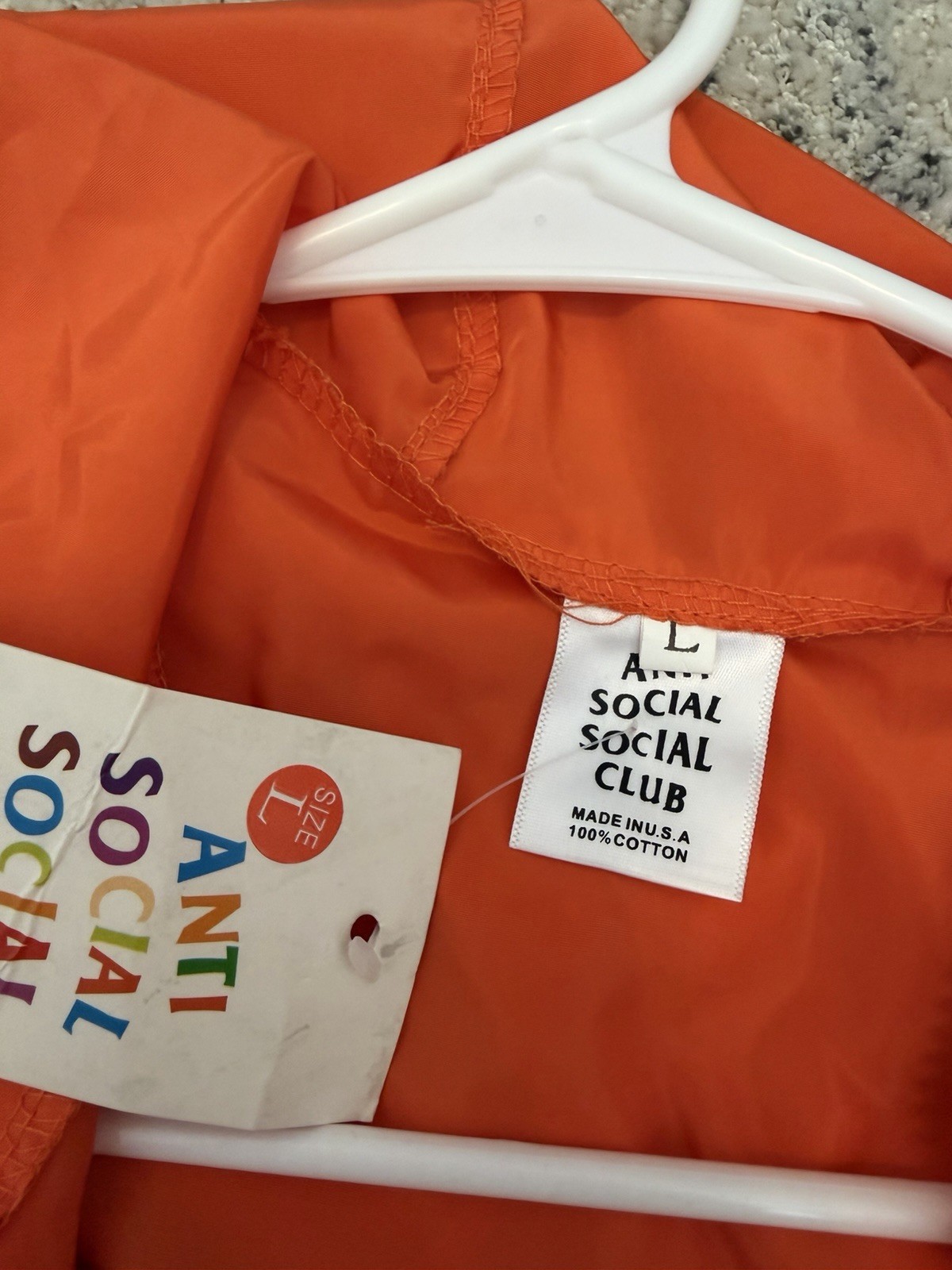 NWT Anti Social Mens Orange Windbreaker Jacket M/L Lightweight Streetwear - second product detail image