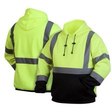Pyramex RSSH32 Hi-Vis Hoodie Sweatshirt Class 3 Safety Lime Size Large Work Gear
