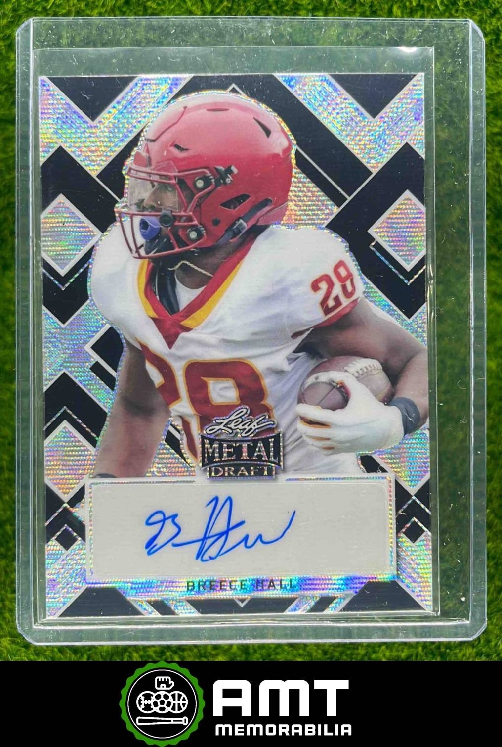 Breece Hall Leaf Metal Draft Portrait Autographs #PABH1 Silver Wave