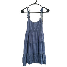 Shein Blue Sleeveless Tied String Flowy Dotted Mini Dress Women Sz XS