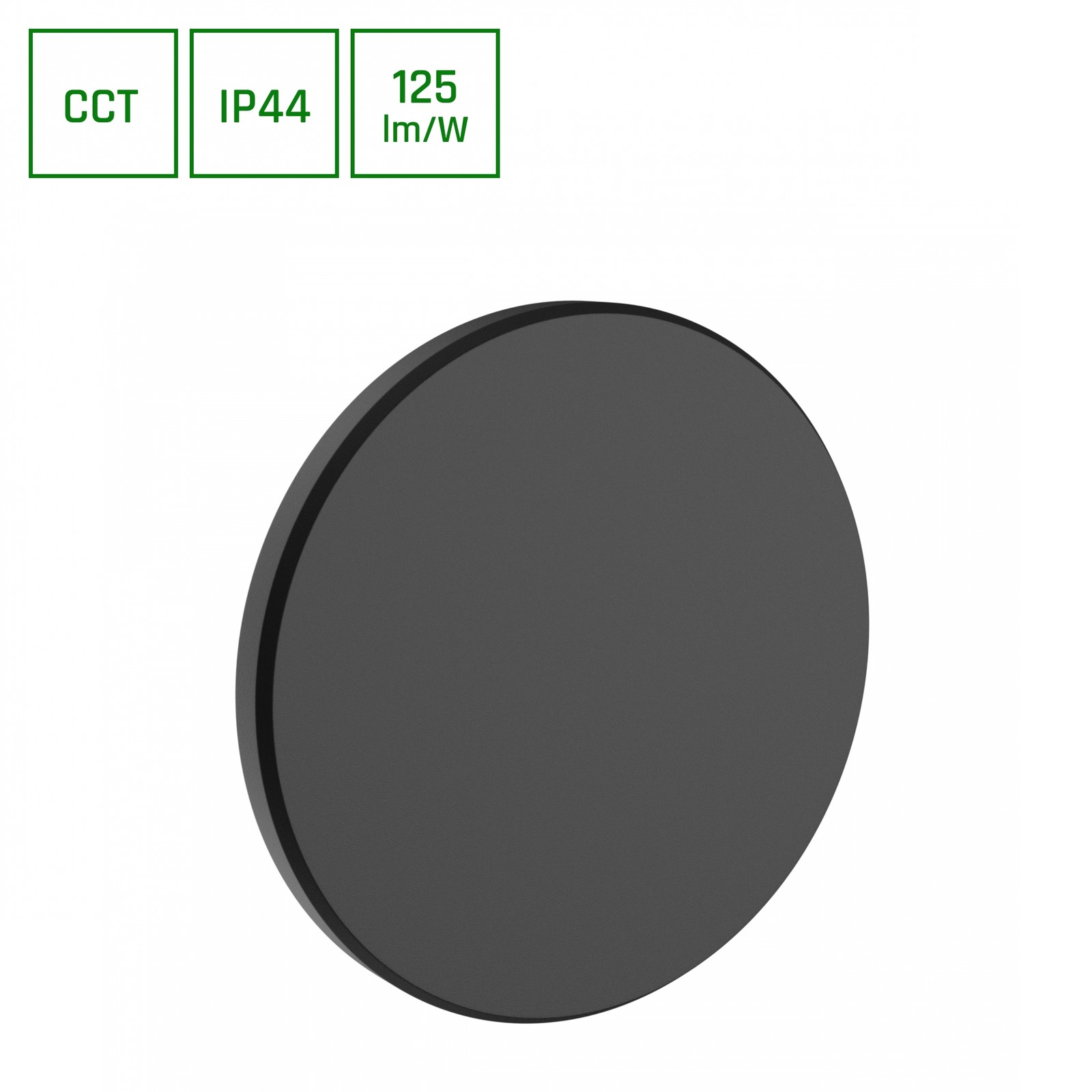 PIATTA 9W CCT 230V IP44 120X47MM BLACK ROUND SLI003029CCT_PW