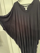 Barefoot Dreams Luxe Milk Jersey Caftan Dress Black Petite One Size 