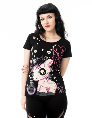 Cupcake Cult T-Shirt Poison Unicorn Cute Kawaii Gothic Goth Einhorn Schädel