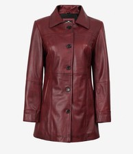 Kandis Damen Burgunder Echtleder Automantel (XXXL)