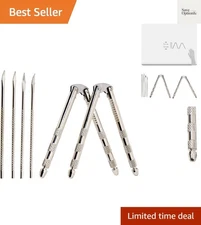 Compact White Stainless Steel Nut Cracker Set with 4 Picks - Perfect for Parties