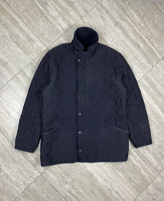 Barbour Microfibre Polarquilt Full Zip Jacket Men s Size L Navy Blue Top Buttons