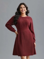 BloomChic Cable Knit Raglan Sleeve Midi Sweater Dress