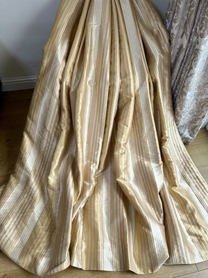 ATEMBERAUBEND SCHÖNE QUALITÄT MASSGESCHNEIDERT GOLD ROHSEIDE/ORGANZA STIL STOFF VORHÄNGE