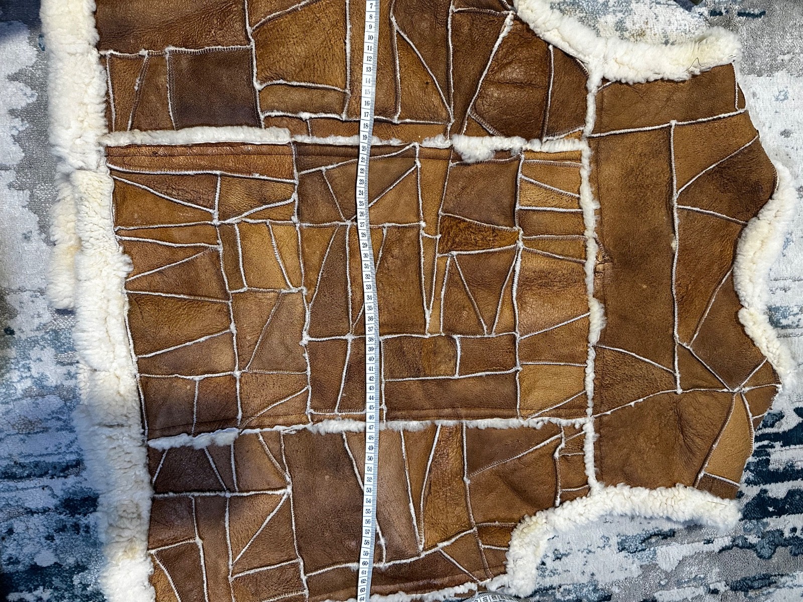 Vintage Shearling Patchwork Vest Brown Suede Leat… - image 8